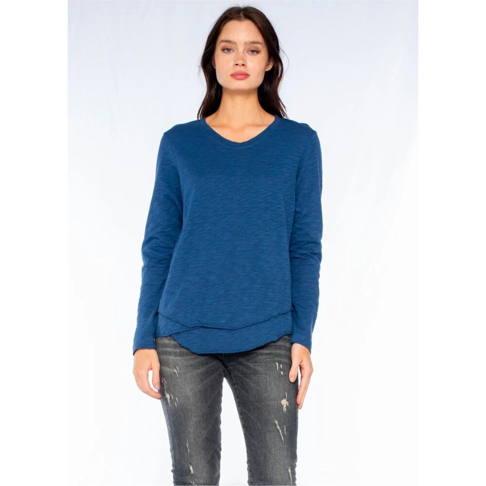 WILT Cobalt Blue Long Sleeve Mock Layer Tee Size M NWT